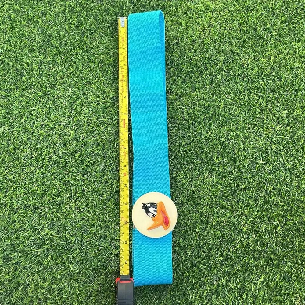 Vintage Daffy Duck Looney Tunes Blue Stretch Belt 3D Character Buckle 31”